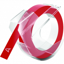 DYMO&reg; Vinyl Embossing Tape 3/8" Glossy White on Red