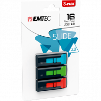 Emtec&trade; C450 Slide USB 2.0 Flash Drive 16GB Assorted Colours 3/pkg