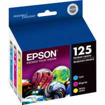 Epson&reg; 125 Inkjet Cartridges Cyan, Yellow, Magenta 3/pkg