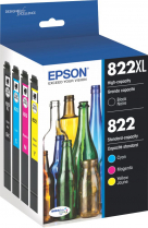 Epson Inkjet Catridges 822XL High Capacity Black & 822 Colours 4/pkg