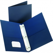 Oxford&reg; Twin Pocket Portfolio w/Tangs Letter Dark Blue