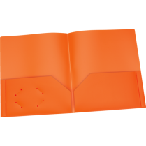 Oxford&reg; Two Pocket Poly Portfolios Letter Orange 25/box