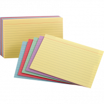 Oxford&reg; Coloured Index Cards Ruled 3" x 5" Assorted Colours 100/pkg