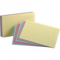 Oxford&reg; Coloured Index Cards Ruled 5" x 8" Assorted Colours 100/pkg