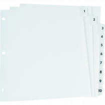 Oxford&reg; Numerical Tab Index Dividers 1-10 White