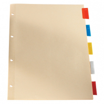 Oxford&reg; Insertable Tab Index Dividers Legal 4-Hole Colours 5-Tab