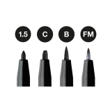 Faber-Castell Pitt Artist Pens India Ink Black 4/Set