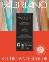 Fabriano Studio Watercolour Pad Hot Pressed 140lb 8" x 10" 12Sheets