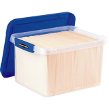 Bankers Box&reg; Heavy-Duty Plastic Bin 29 L Clear/Blue