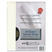 St. James&reg; Resum&eacute; Bond&trade; Linen 24lb Paper 8-1/2" x 11" Ivory 400/pkg