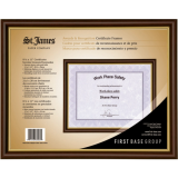 St. James&reg; Awards and Recognition Certificate Frame 12" x 9-1/2" Tuscan Cherry with Gold Trim