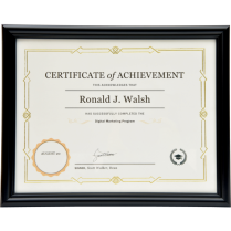 St. James&reg; Certificate Frame 11" x 8-1/2" Milano Glossy Black
