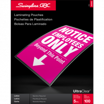 GBC&reg; Ultra Clear&trade; Laminating Film Pouches 9" x 11-1/2" Letter 100/box