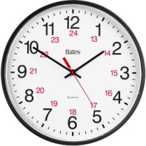 GBC Bates 12/24 Hour Quartz Wall Clock 12"