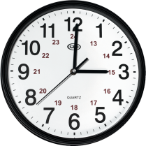 Geo Wall Clock 12" 12/24 Hours