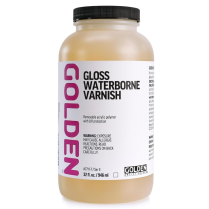 Golden Gloss Waterborne Varnish 32oz Silgan Wide