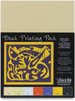 Black Ink Block Printing Paper Pack Bleached White 9" x 12"