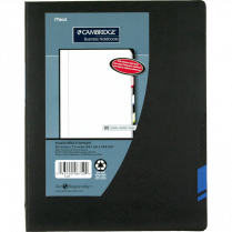 Mead&reg; Cambridge&reg; Tab Business Notebook 9-1/2" x 7-1/4"  160 pages Black with Blue tab