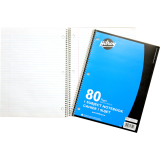 Hilroy 1 Subject Notebook Coil Bound Three-hole Punched 10-1/2x8" 80pgs
