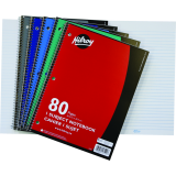 Hilroy 1 Subject Notebook Coil Bound Three-hole Punched 10-1/2x8" 80pgs