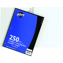 Hilroy 1 Subject Notebook Three-hole Punched 10-1/2x8" 250pgs