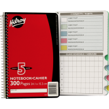 Hilroy 5-Subject Notebook Ruled 300 pages 9-1/2" x 6" Assorted Colours