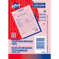 Hilroy Telephone Message Pad 3-1/2" x 5" 50 sheets English 10/pkg
