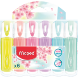 Maped&reg; Soft Highlighters Chisel Tip Assorted Pastel Colours 6/pkg