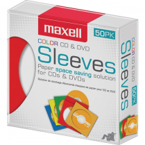 Maxell CD/DVD Sleeves Assorted Colours 50/pkg