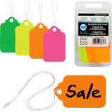 Merangue Merchandise String Tags 1-3/32" x 3/4" Assorted Neon Colours 100/pkg