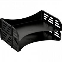 Merangue Stacking Trays Letter Black 2/pkg