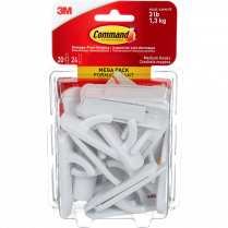 Command&trade; Adhesive Medium Mounting Hooks White 20/pkg