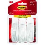 Command&trade; Adhesive Large Mounting Hooks White 3/pkg