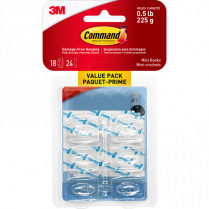 Command&trade; Adhesive Mini Hooks Clear 18/pkg