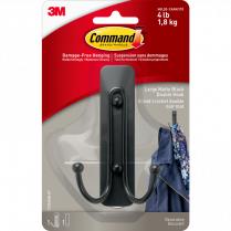 Command&trade; Decorative Double Hook Large Matte Black