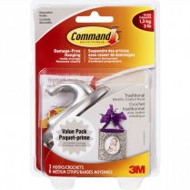 Command&trade; Decorative Adhesive Hooks Traditional Brushed Nickel 3/pkg