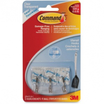 Command Small Clear Wire Hooks with Clear Strips 3/pkg