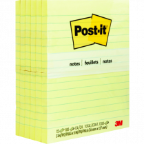 Post-it&reg; Notes Lined 3" x 5" Yellow  12/pkg