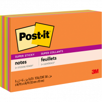 Post-it&reg; Super Sticky Meeting Notes 6" x 4" 45 sheets per pad Energy Boost 8/pkg