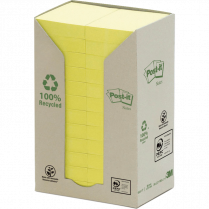Post-it&reg; Recycled Note Tower 1-1/2" x 2" Yellow 24/box