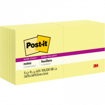 Post-it&reg; Super Sticky Notes 3" x 3" Yellow 12/pkg