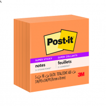 Post-it&reg; Super Sticky Notes Cubes 3" x 3" Neon Orange 5/pkg