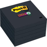 Post-it&reg; Super Sticky Notes Cubes 3" x 3" Black 5/pkg