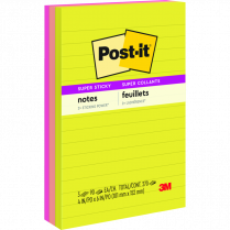 Post-it&reg; Super Sticky Notes Lined 4" x 6" Summer Joy 3/pkg