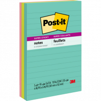 Post-it&reg; Super Sticky Notes Lined 4" x 6" Supernova 3/pkg
