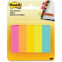 Post-it Page Markers 1/2" x 2" 50 sheets per pad Fluorescent Colours 5 pads/pkg