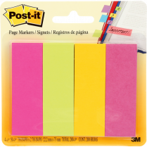 Post-it&reg; Page Markers 1" x 3" 50 sheets per pad Ultra Colours 4 pads/pkg