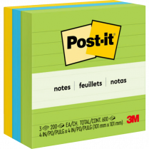 Post-it&reg; Notes Lined 4" x 4" 200 sheets per pad Floral Fantasy 3/pkg