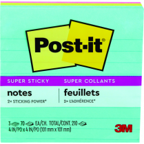 Post-it&reg; Super Sticky Notes Lined 4" x 4" Supernova 3/pkg