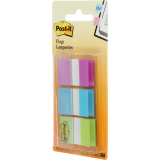 Post-it&reg; Flags 1" 20 sheets per pad, Bright Blue, Purple, Bright Green 3 pads/pkg